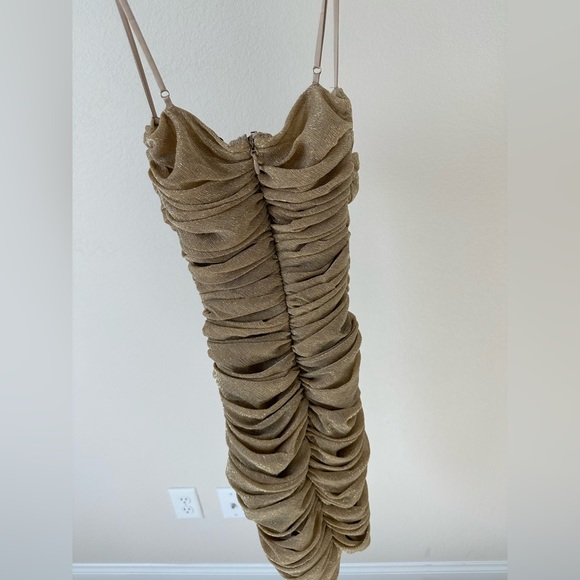 House of CB Ella Dress in Gold Size XS Glitter Sparkle Ruched Mistress Rocks - Picture 3 of 5